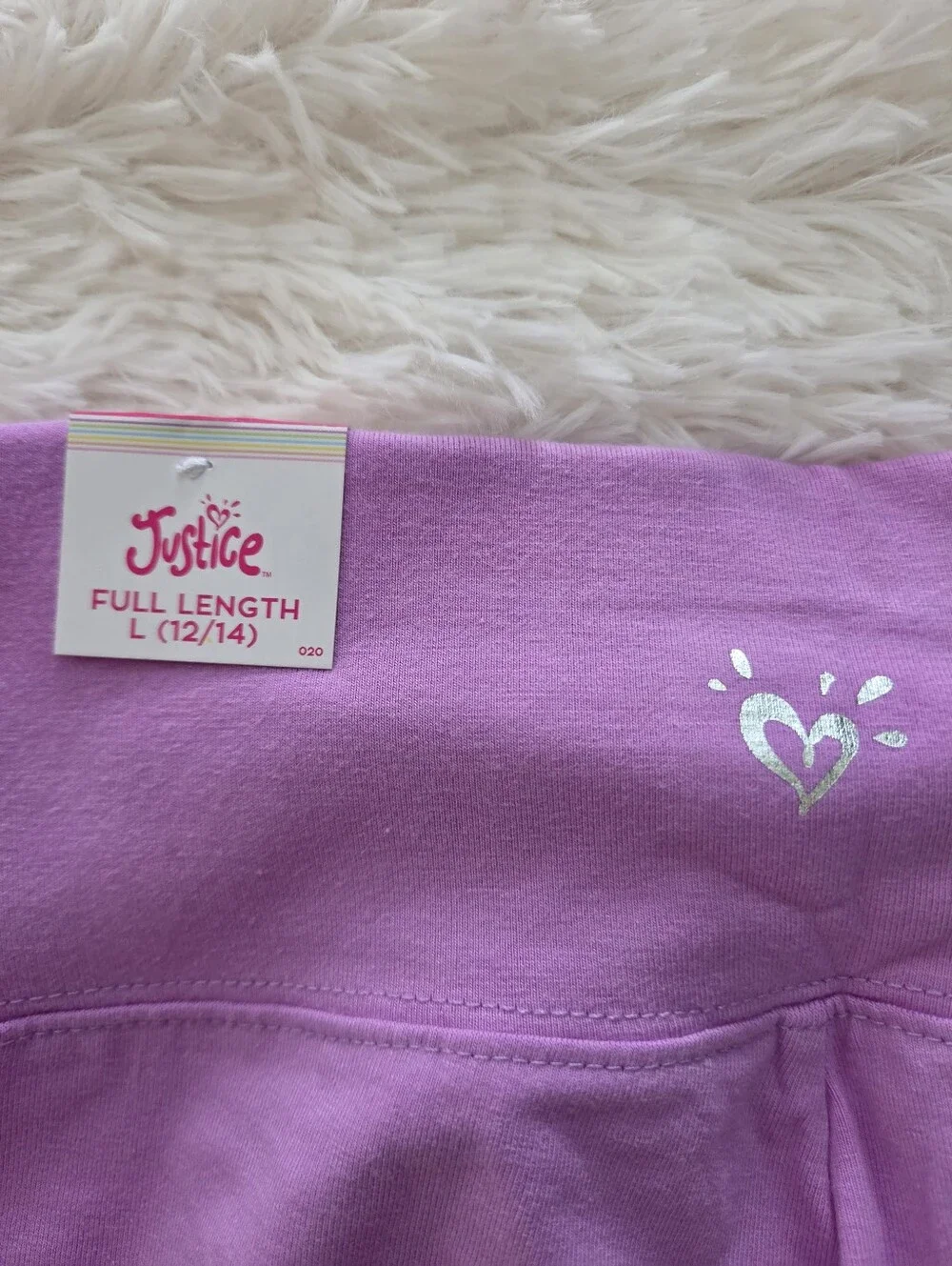 Justice Full Length Leggings Lavender Girls Size L 12/14 NWT